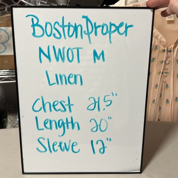 Boston Proper Modern Length Elbow Sleeve Linen Blazer in Blue Topaz NWOT M - Picture 11 of 16